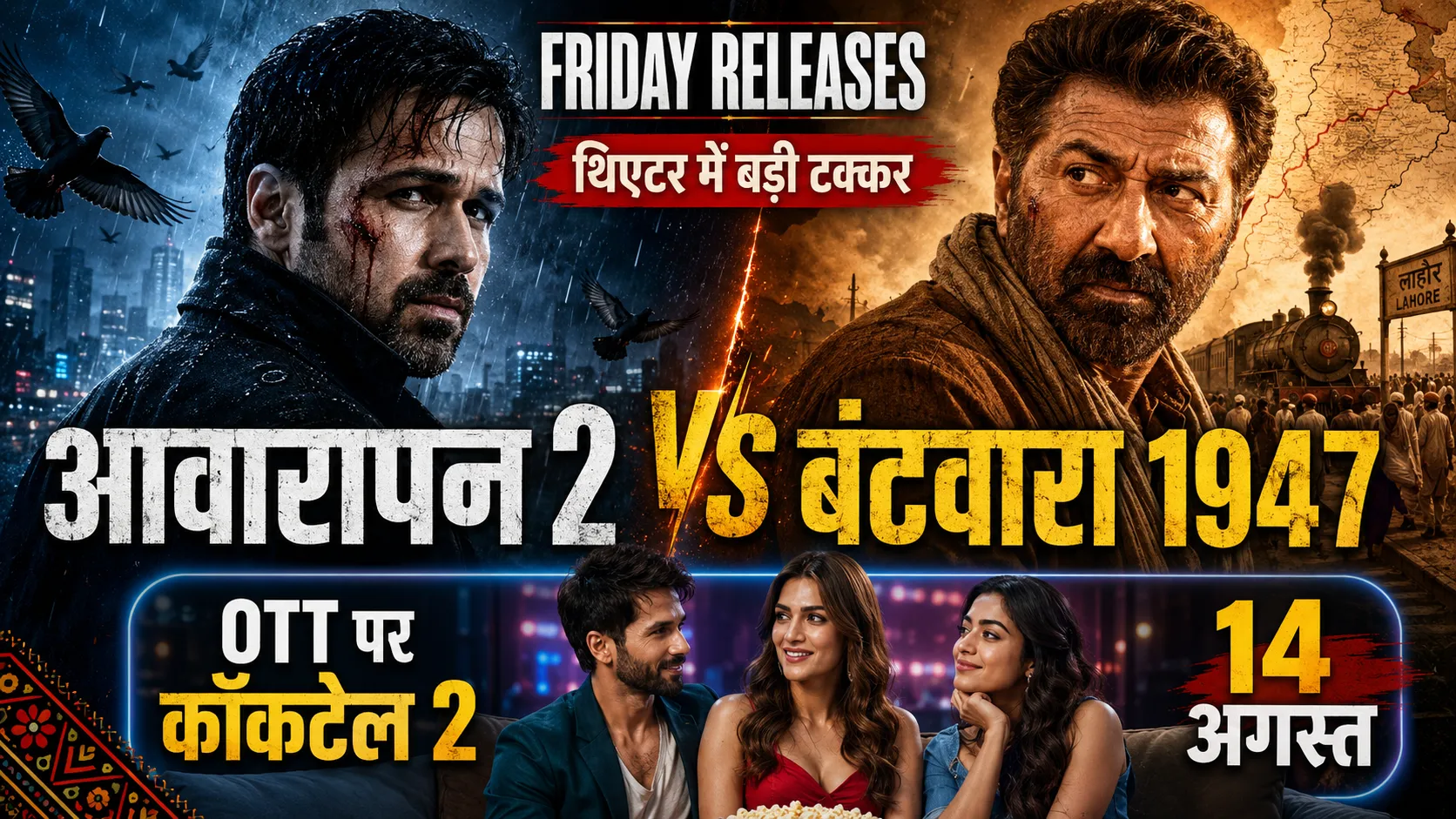 Friday Releases: थिएटर में ‘आवारापन 2’ और ‘बंटवारा 1947’ की टक्कर, OTT पर ‘कॉकटेल 2’; छत्तीसगढ़ी फिल्म भी तैयार