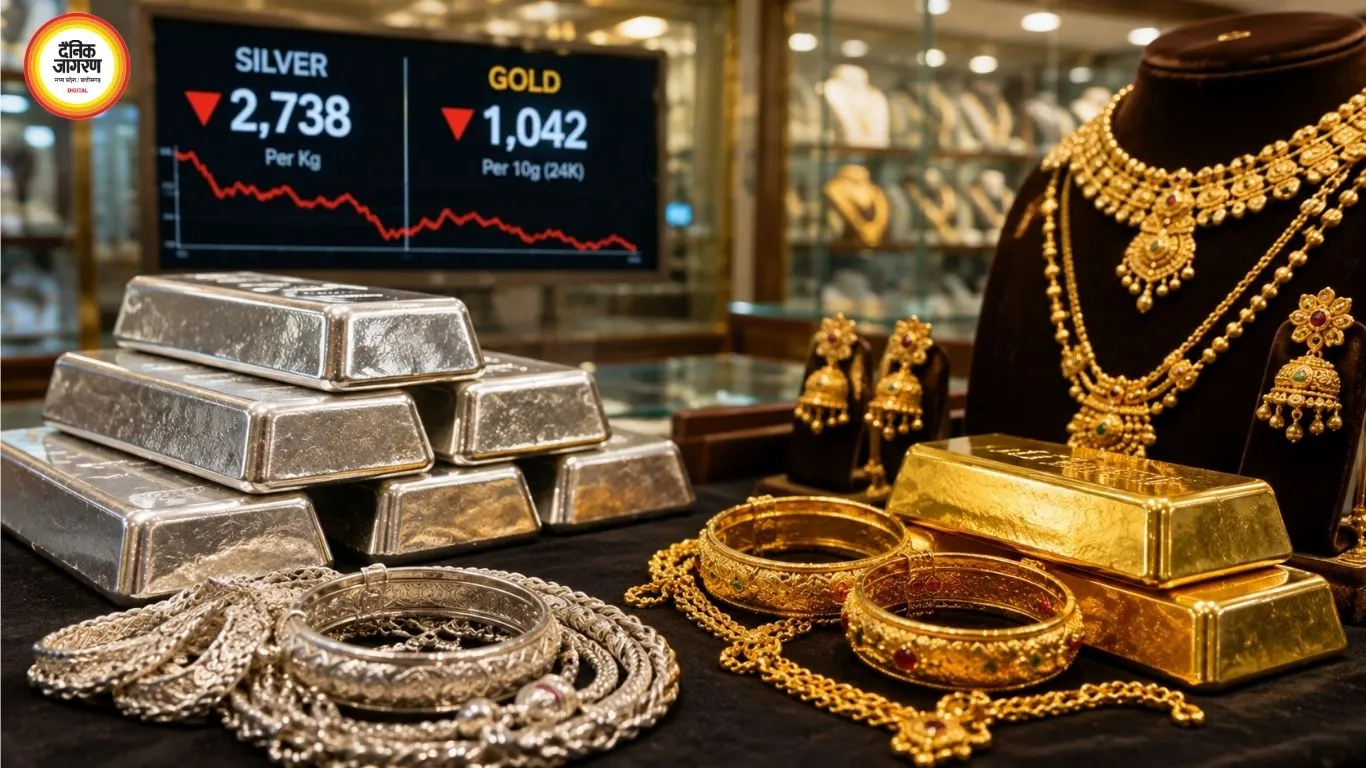 सोना-चांदी की कीमत:सप्ताह भर में चांदी ₹2,738 और सोना ₹1,042 सस्ता, खरीदारी से पहले चेक करें भाव
