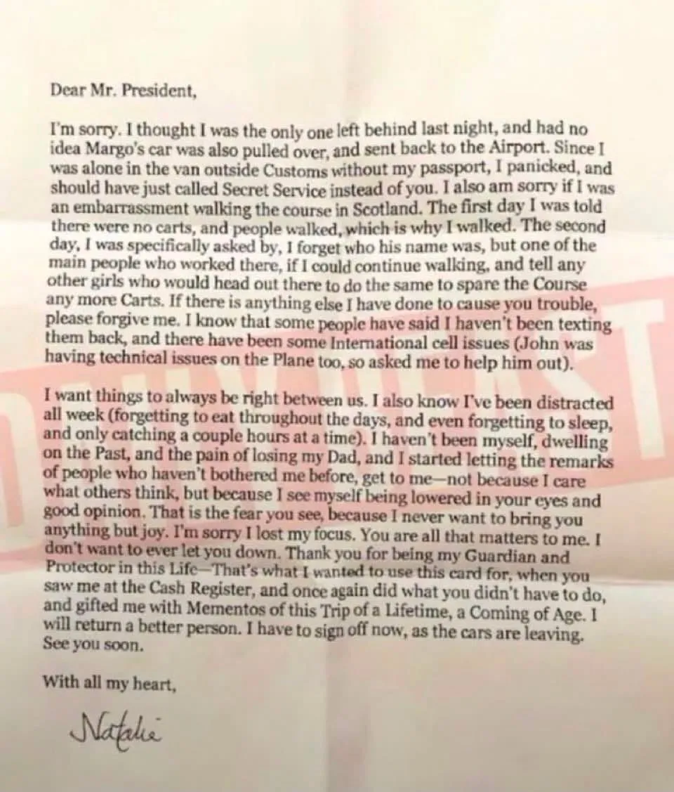 natalia letter to trump