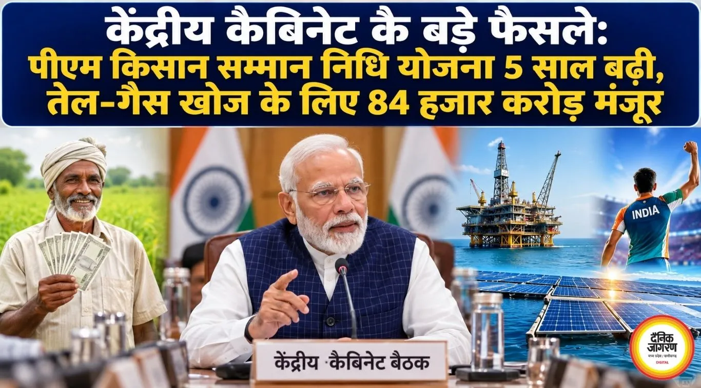 केंद्रीय कैबिनेट के बड़े फैसले: पीएम किसान सम्मान निधि योजना 5 साल बढ़ी, तेल-गैस खोज के लिए 84 हजार करोड़ मंजूर