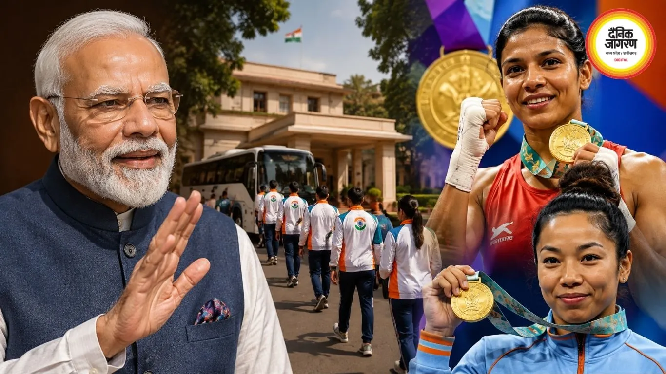 कॉमनवेल्थ पदक विजेताओं से मिलेंगे PM मोदी, खिलाड़ियों का दल पहुंचा प्रधानमंत्री आवास