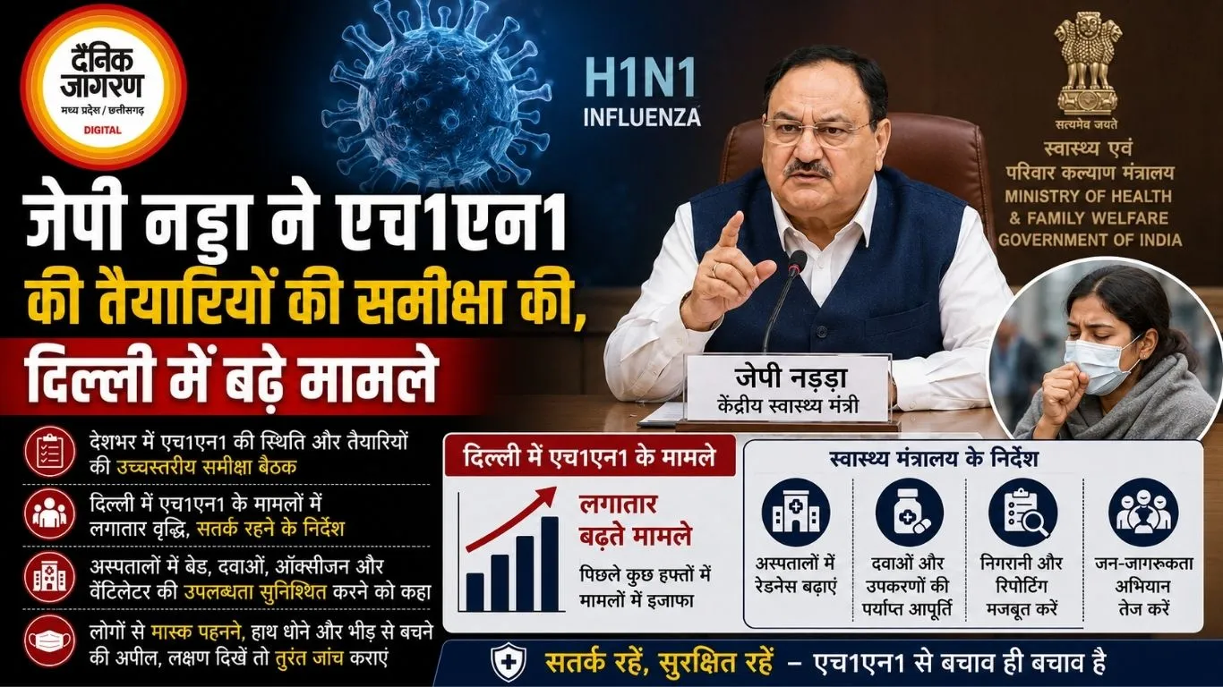 जेपी नड्डा ने एच1एन1 की तैयारियों की समीक्षा की, दिल्ली में बढ़े मामले