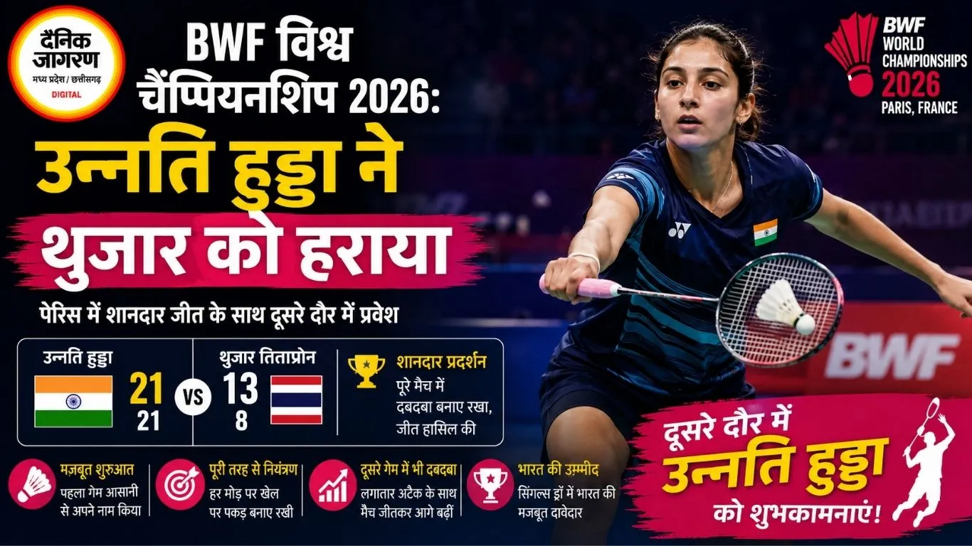 BWF विश्व चैंपियनशिप 2026: उन्नति हुड्डा ने थुजार को हराया