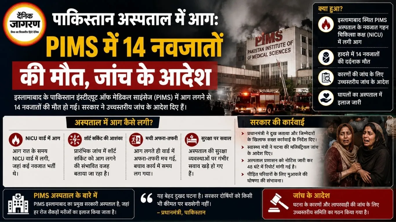 पाकिस्तान अस्पताल में आग: PIMS में 14 नवजातों की मौत, जांच के आदेश