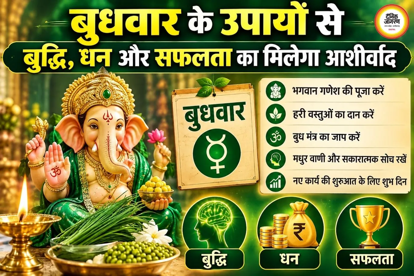 बुधवार के अचूक उपाय: संवर जाएगी किस्मत, घर में आएगी सुख-समृद्धि और रुके हुए काम पकड़ेंगे रफ्तार