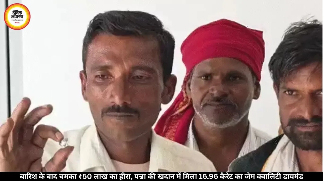 पन्ना में बारिश के बाद मिला 16.96 कैरेट का ₹50 लाख से ज्यादा का हीरा