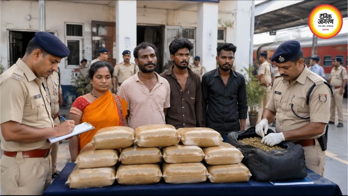 बिलासपुर रेलवे स्टेशन पर गांजा तस्करी का खुलासा, महिला समेत 5 आरोपी गिरफ्तार