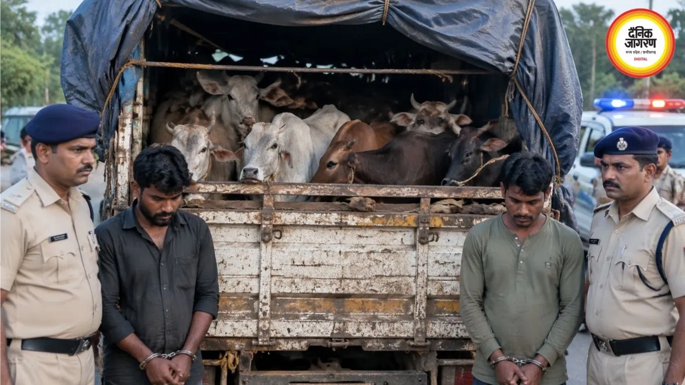 दुर्ग में 15 मवेशियों से भरा वाहन पकड़ा, MP के कत्लखाने ले जाने का आरोप