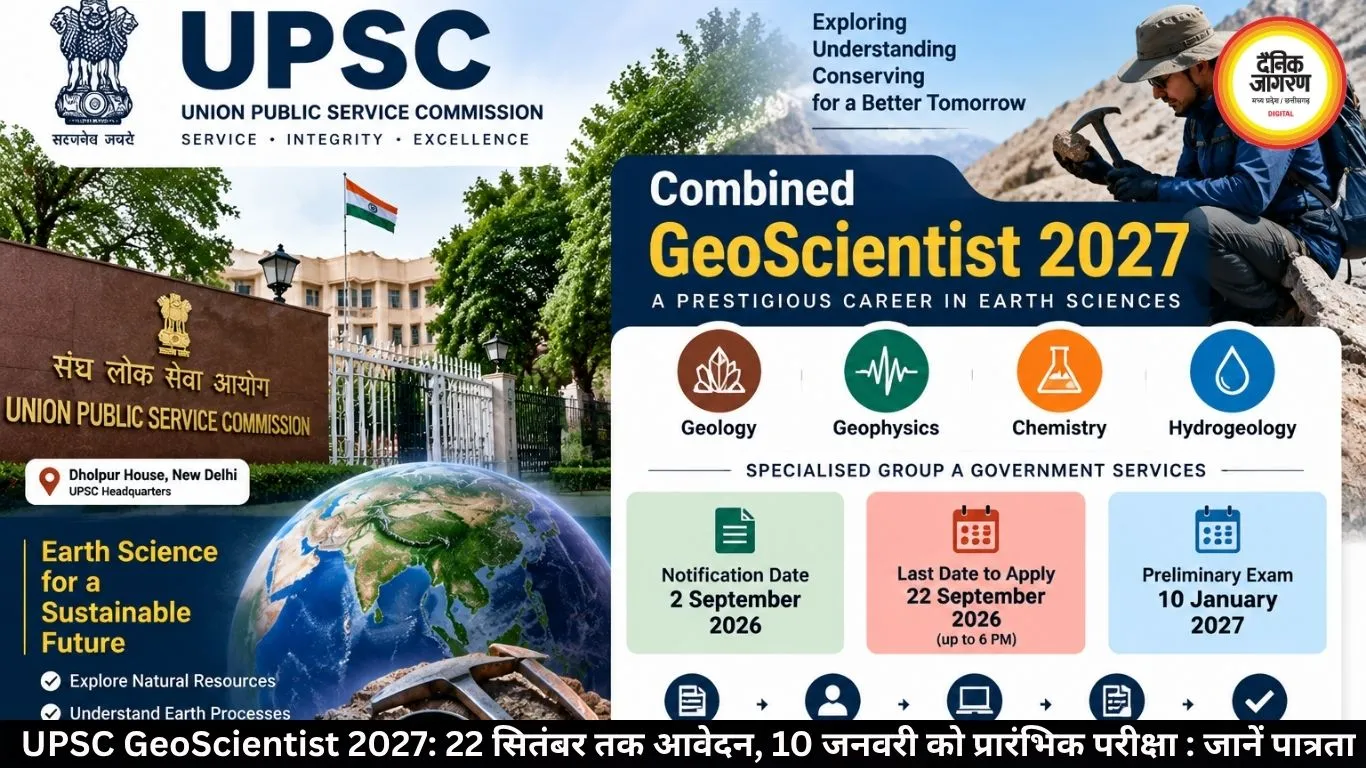 UPSC GeoScientist 2027: 22 सितंबर तक आवेदन, 10 जनवरी को प्रारंभिक परीक्षा; जानें पात्रता