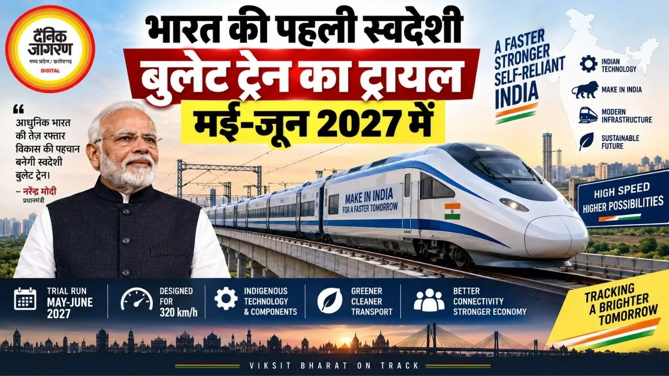 भारत की पहली स्वदेशी बुलेट ट्रेन का ट्रायल मई-जून 2027 में