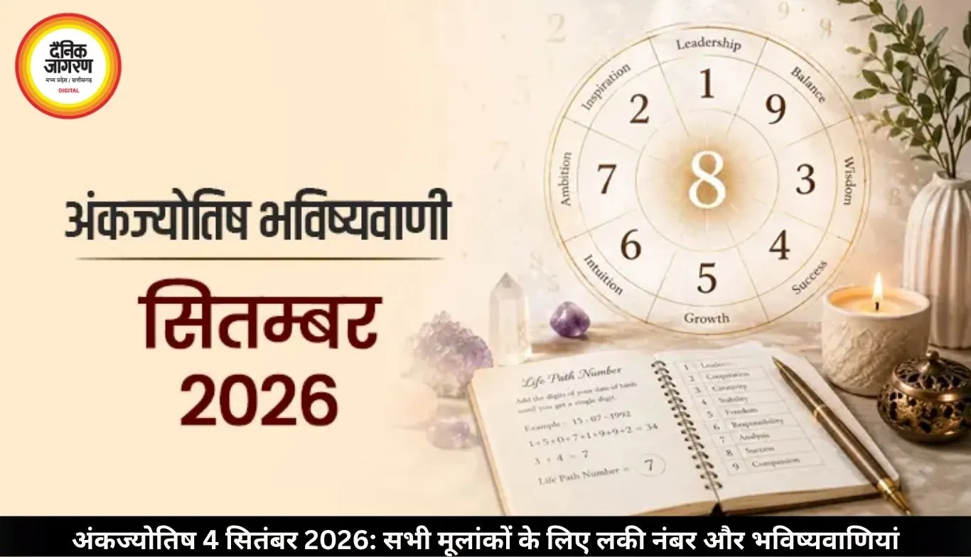 अंकज्योतिष भविष्यवाणियां 4 सितंबर 2026: जानें अपने मूलांक का लकी नंबर और आर्थिक राशिफल