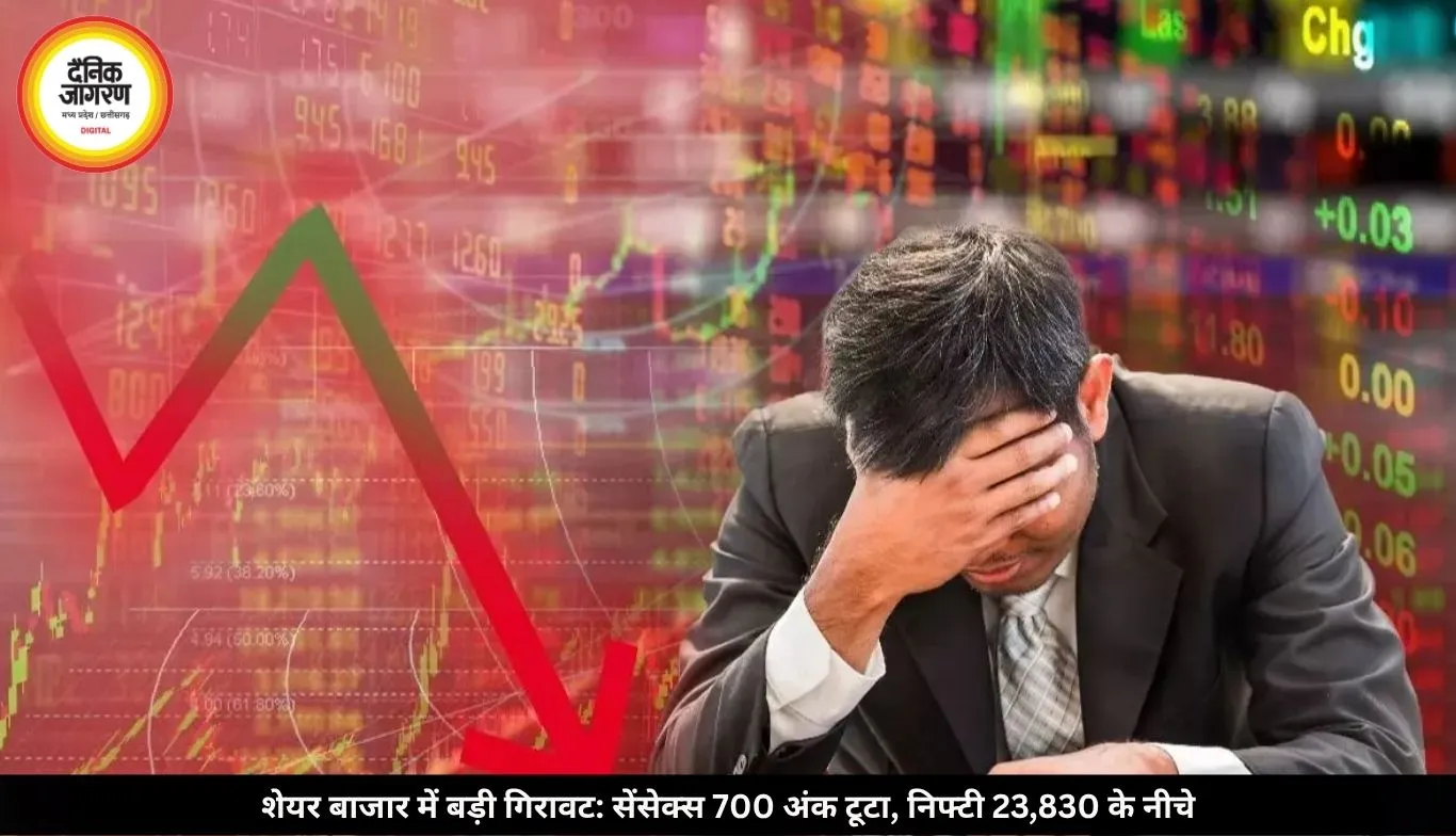 शेयर बाजार में बड़ी गिरावट: अमेरिका-ईरान तनाव और महंगे कच्चे तेल से सहमा बाजार, सेंसेक्स 700 अंक से ज्यादा टूटा; निफ्टी 23,830 के नीचे