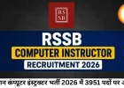 राजस्थान कंप्यूटर इंस्ट्रक्टर भर्ती 2026 – 3951 पदों पर बड़ी सरकारी नौकरी