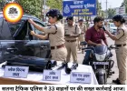 सतना में ट्रैफिक पुलिस का बड़ा एक्शन, ब्लैक फिल्म-हूटर पर चला डंडा; 33 वाहनों पर कार्रवाई
