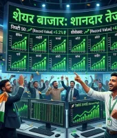 शेयर बाजार में जोरदार उछाल, सेंसेक्स 639 अंक चढ़कर 77,304 पर बंद