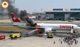 दिल्ली एयरपोर्ट पर बड़ा हादसा टला, स्विस एयर विमान के इंजन में आग