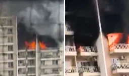 नोएडा की IVY काउंटी सोसाइटी में भीषण आग, 12वीं मंजिल से उठीं लपटें, 2 फ्लैट जलकर खाक