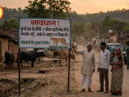 कूनो से निकला KGP-1 चीता फिर घाटीगांव पहुंचा, गांवों में बढ़ाई गई सतर्कता