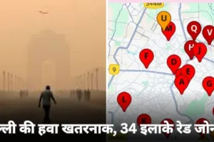 दिल्ली की हवा खतरनाक स्तर पर: दिवाली के बाद 34 इलाके रेड जोन में, AQI 900+