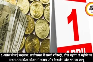 1 अप्रैल से बड़े बदलाव: छत्तीसगढ़ में सस्ती रजिस्ट्री, टोल महंगा, 3 महीने का राशन, प्लास्टिक बोतल में शराब और कैशलेस टोल प्लाजा लागू