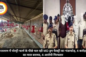 रतलाम में पोल्ट्री फार्म के पीछे चल रही MD ड्रग फैक्ट्री का भंडाफोड़, 4 करोड़ का माल बरामद, 4 आरोपी गिरफ्तार