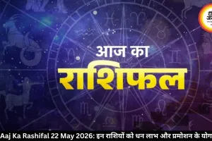 आज का राशिफल  22 मई 2026: इन राशियों को मिलेगा धन लाभ, नौकरी में तरक्की के संकेत, जानें अपना भविष्यफल