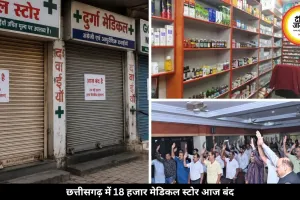 छत्तीसगढ़ में आज 18 हजार मेडिकल स्टोर रहेंगे बंद, ऑनलाइन दवा बिक्री के खिलाफ हड़ताल