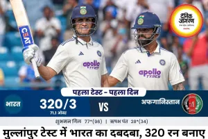 मुल्लांपुर टेस्ट में भारत मजबूत, 320/3 पर अफगानिस्तान पर दबदबा