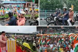 बारिश के बीच बुलेट पर निकले CM मोहन यादव, बच्चों के साथ पैदल चले; तिरंगा यात्रा में दिखा अलग अंदाज