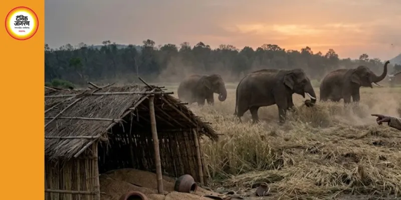 रामानुजगंज में हाथियों का कहर, 3 एकड़ फसल रौंदी और 30 क्विंटल गेहूं नष्ट, ग्रामीणों में दहशत