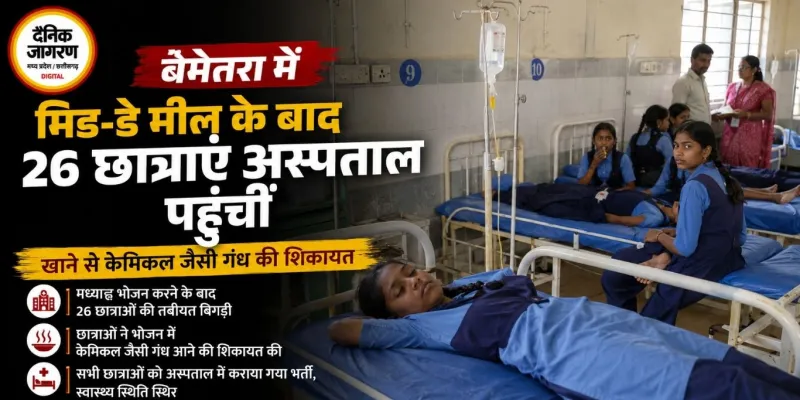 बेमेतरा में मिड-डे मील के बाद 26 छात्राएं अस्पताल पहुंचीं, खाने से केमिकल जैसी गंध की शिकायत