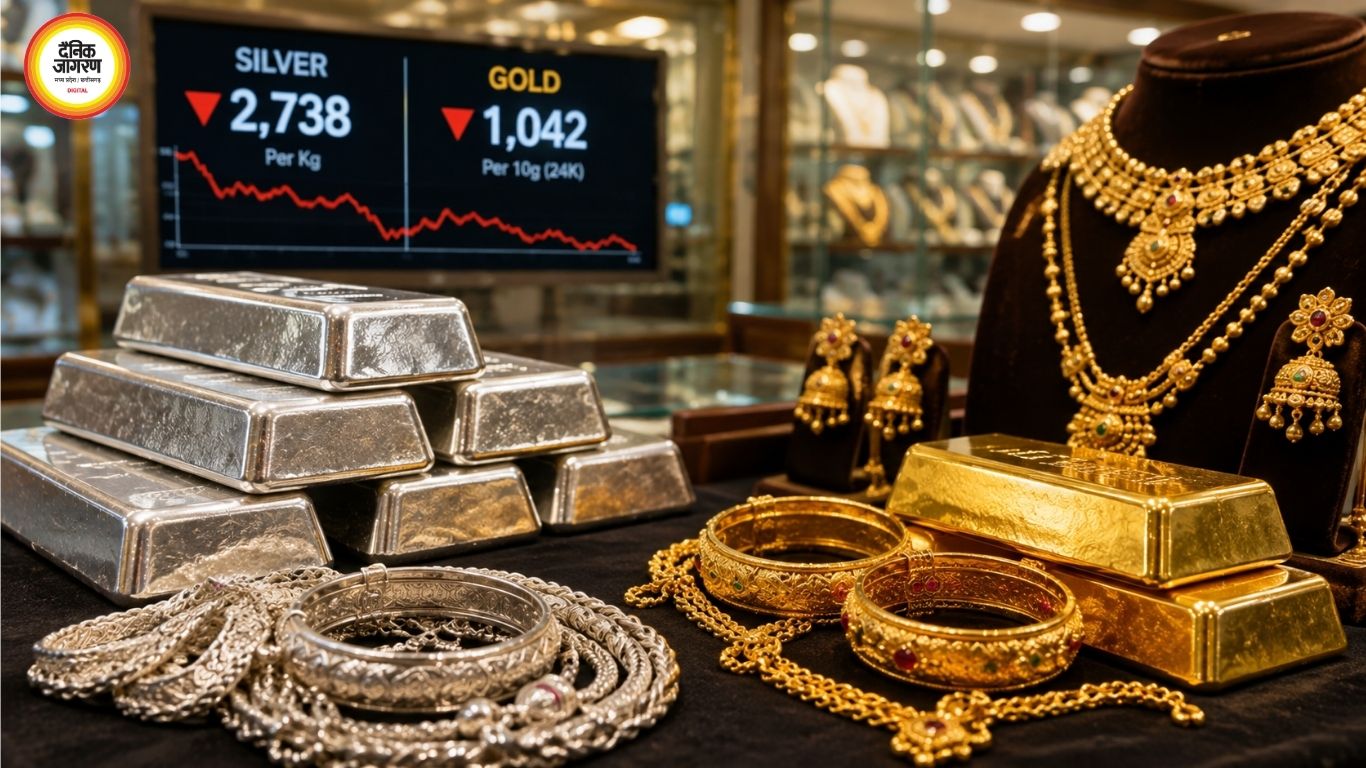 सोना-चांदी की कीमत:सप्ताह भर में चांदी ₹2,738 और सोना ₹1,042 सस्ता, खरीदारी से पहले चेक करें भाव